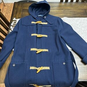 Ralph Lauren Navy Toggle Jacket with Tan Accents. Classic design & well kept!